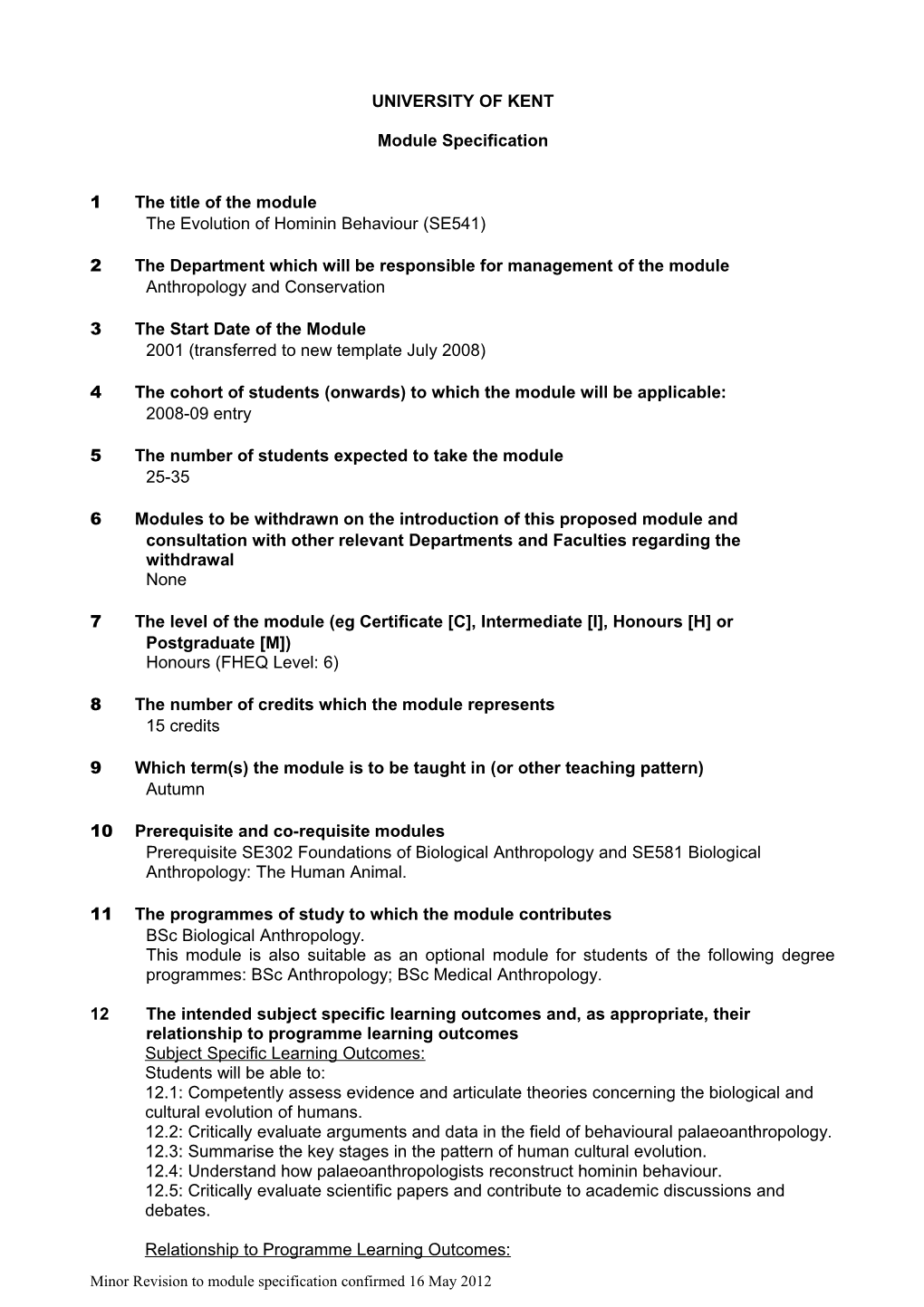 Module Specification Template s15