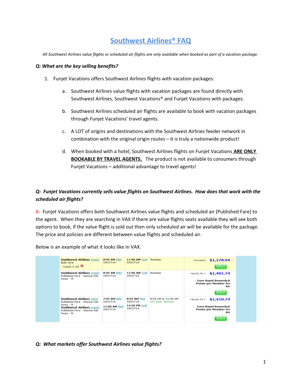 Southwest Airlines FAQ