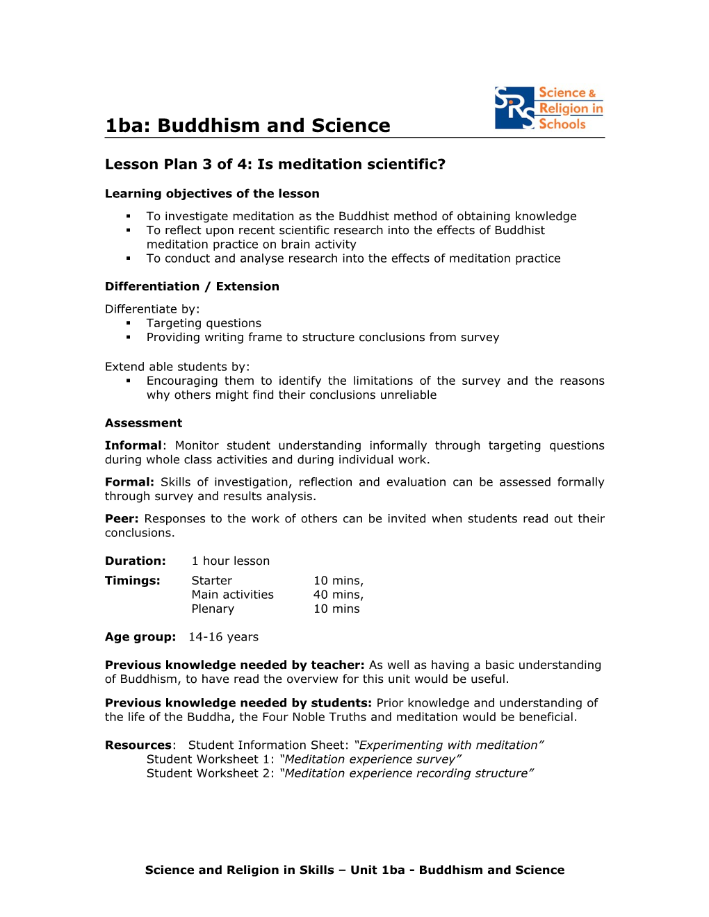 1Ba Buddhism and Science