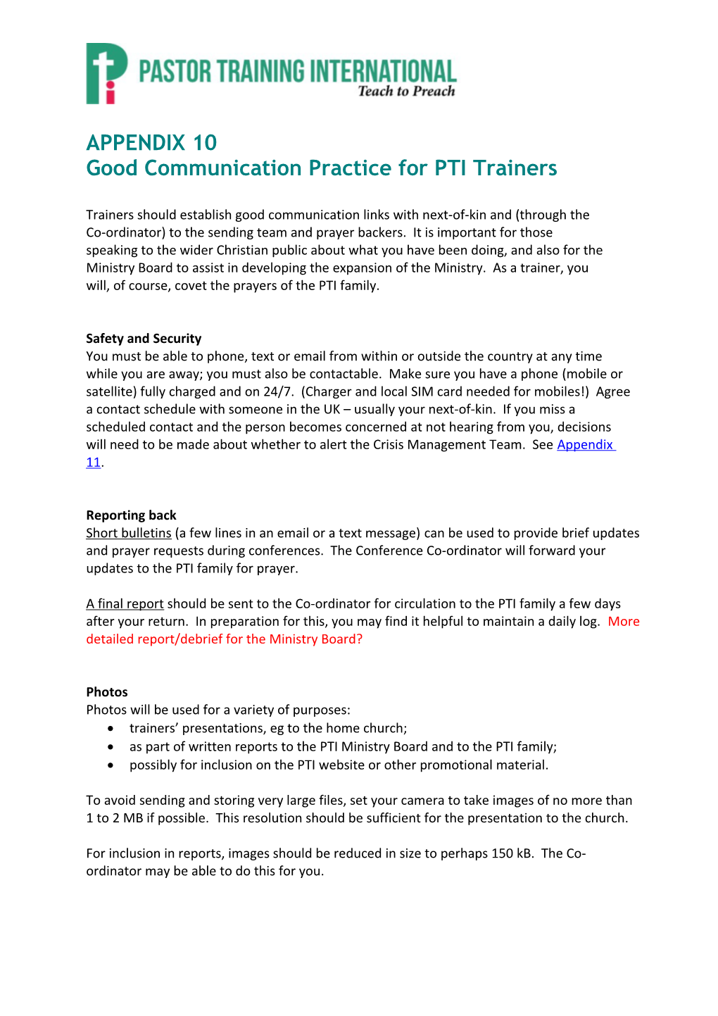 Good Communication Practice for PTI Trainers