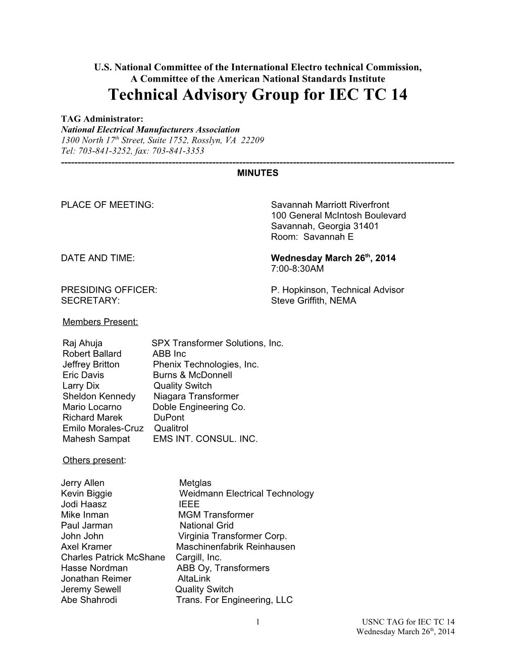 U.S. National Committee of the International Electro Technical Commission