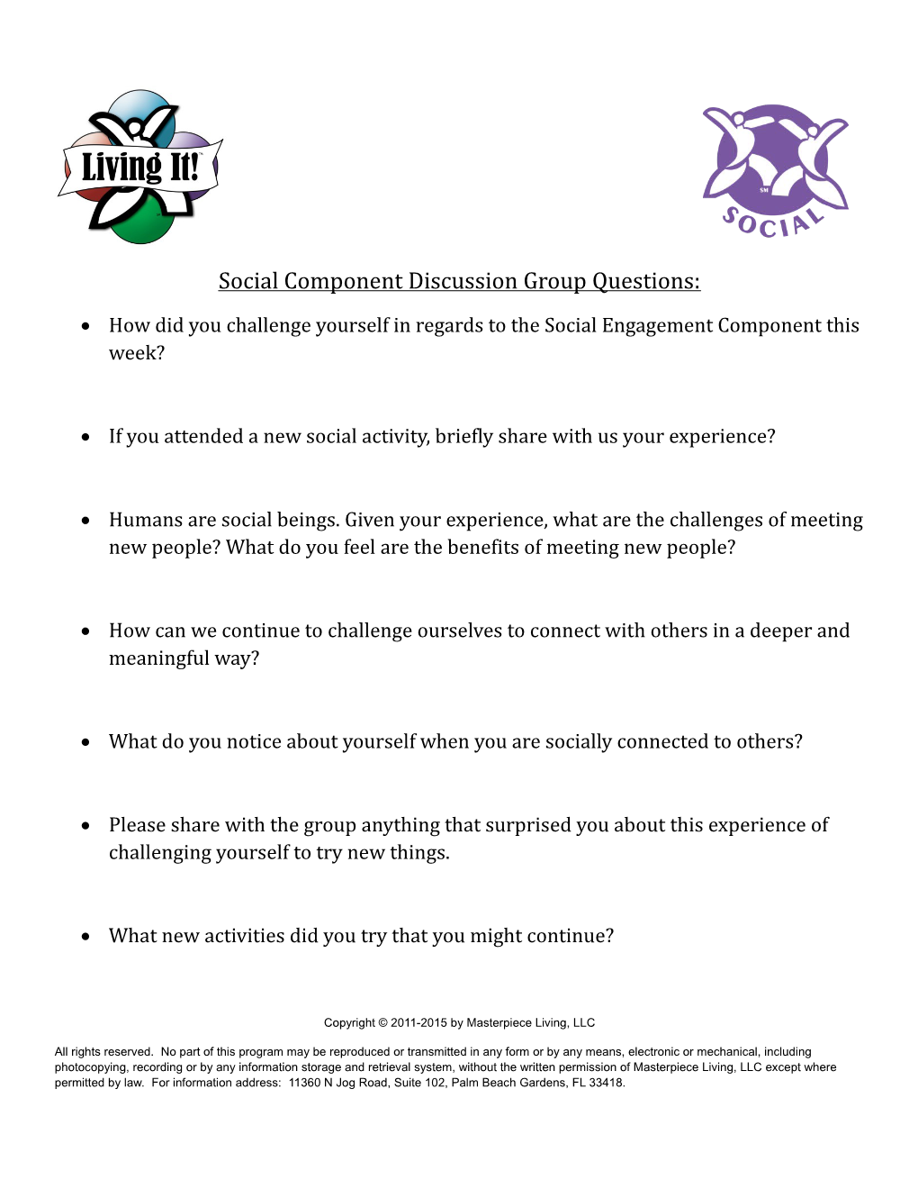 Social Component Discussion Group Questions