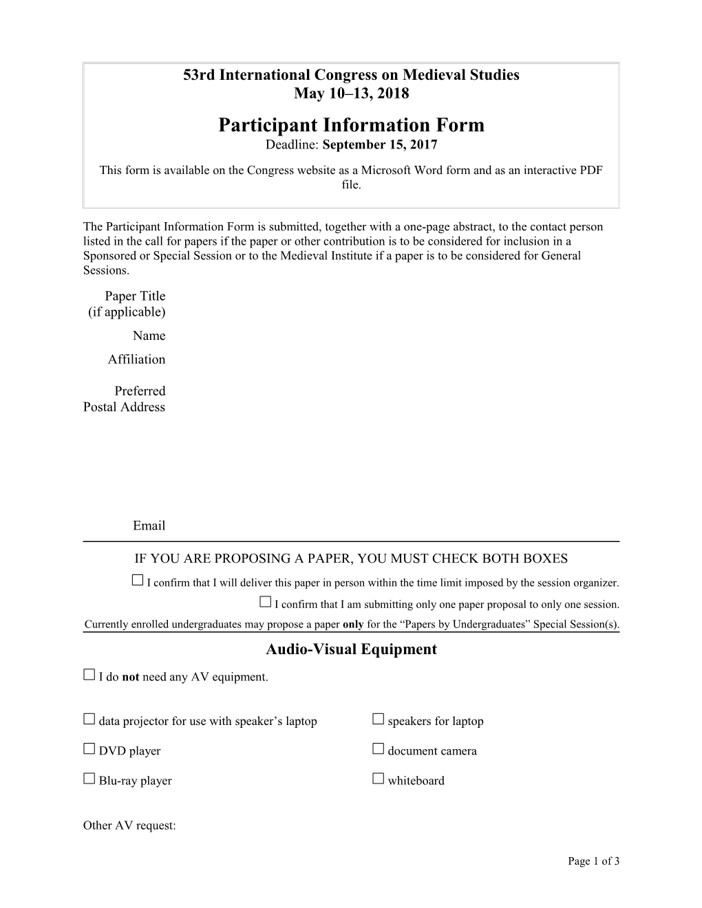 Participant Information Form