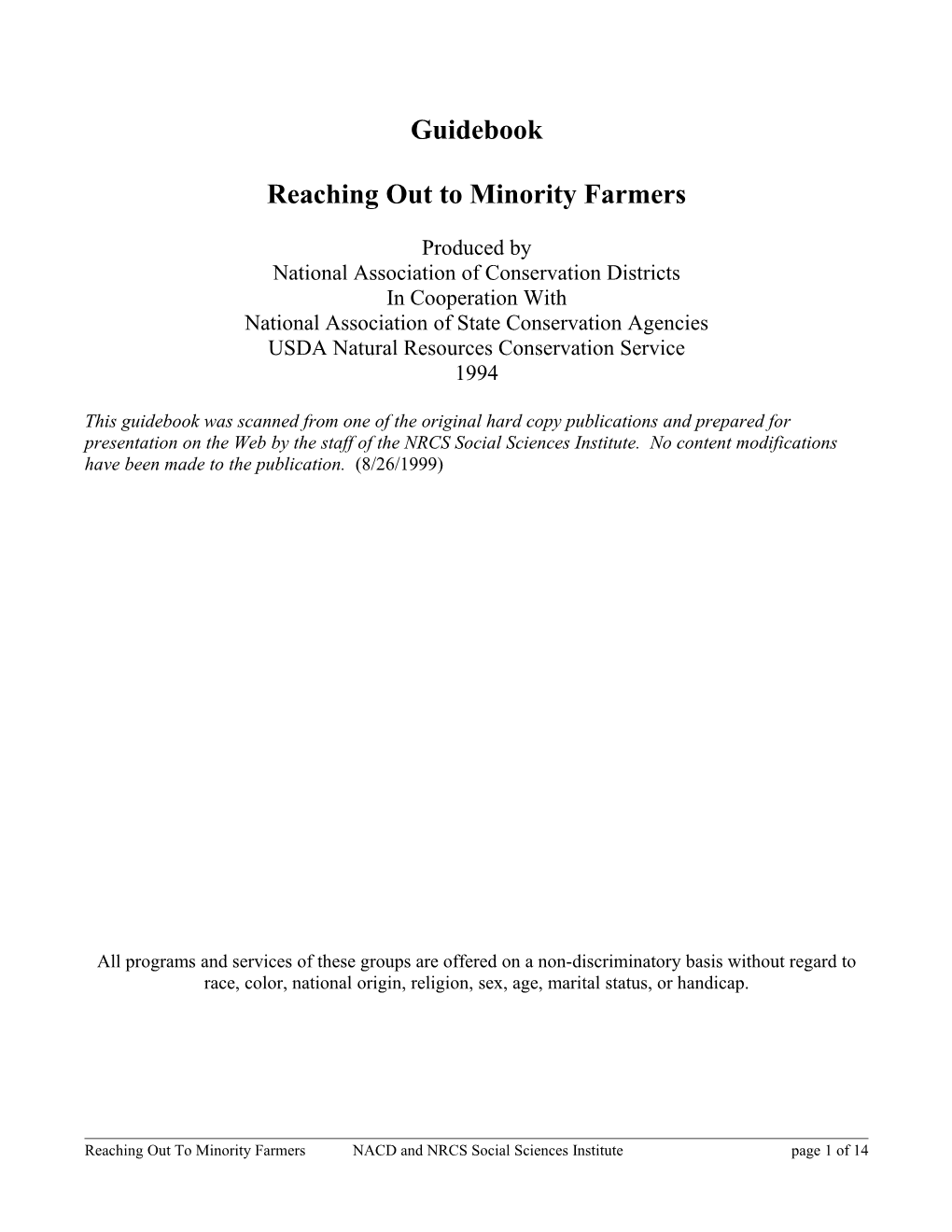 Reaching out to Minority Farmers