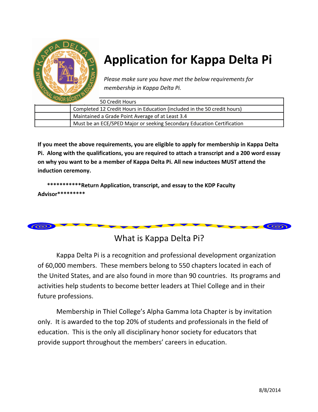Application for Kappa Delta Pi