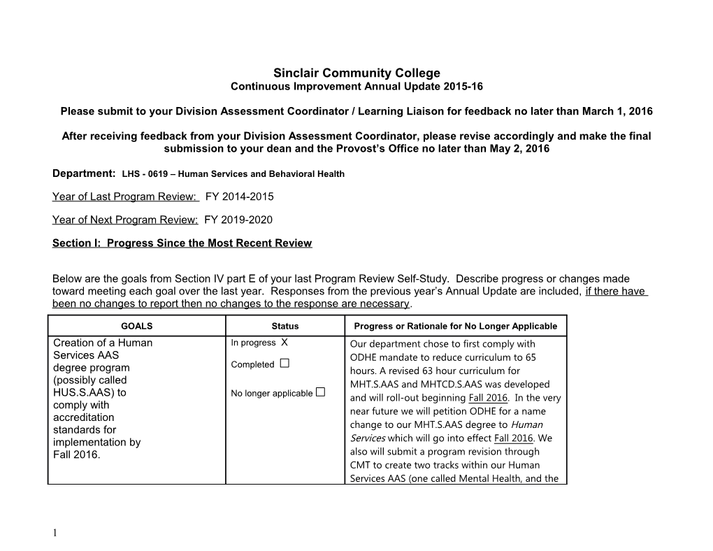 Continuous Improvement Annual Update 2015-16 s2