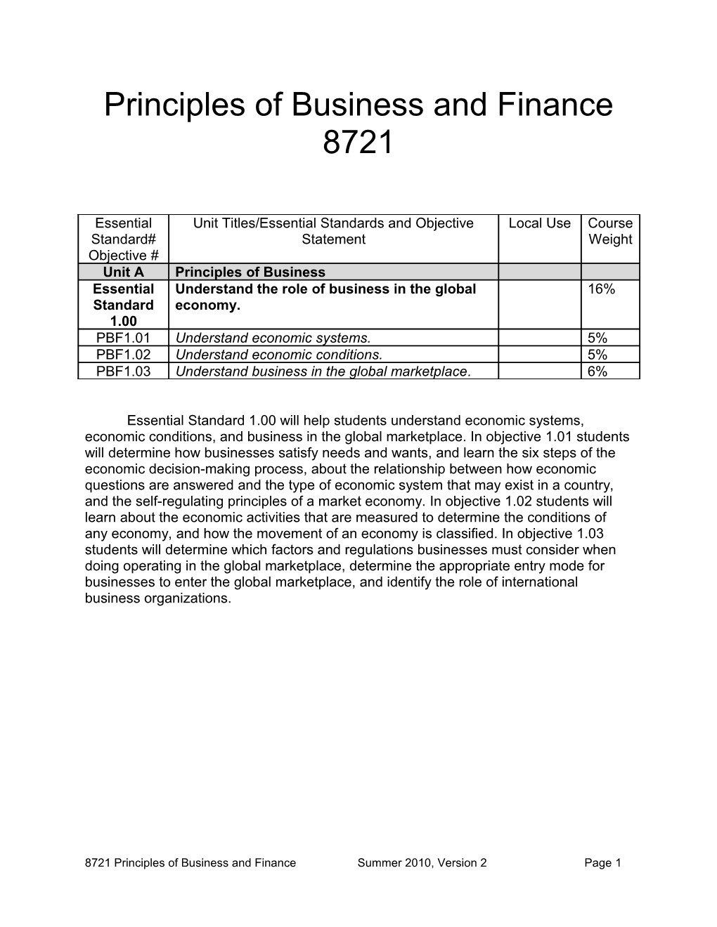 Principles of Business and Finance