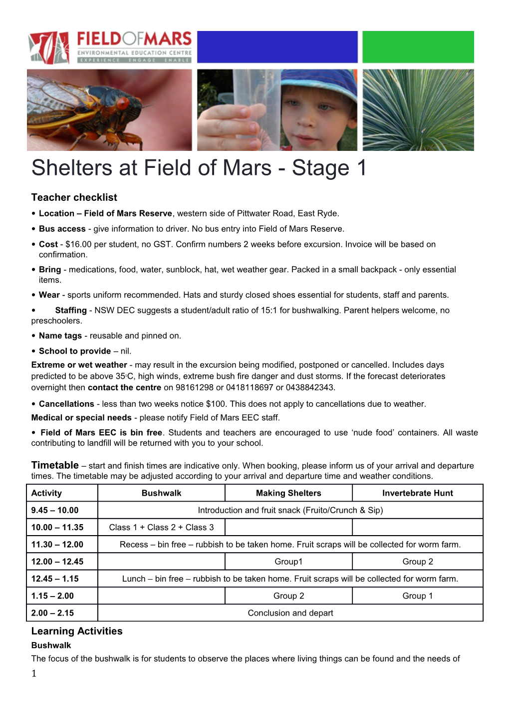 Shelters at Field of Mars - Stage 1