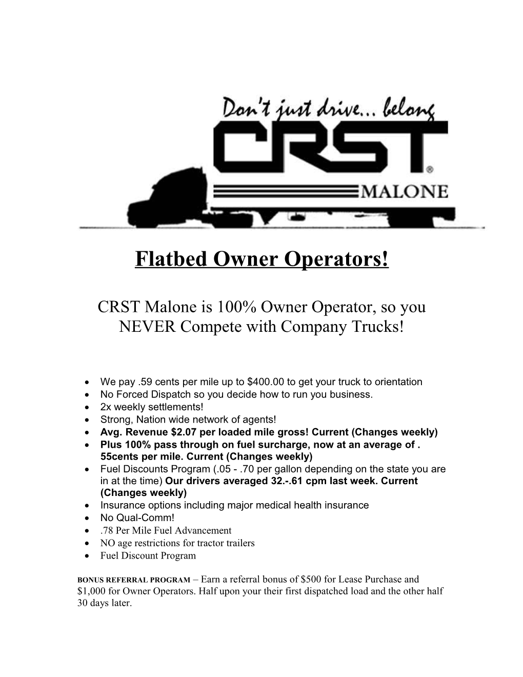 Flatbed Owner Operators