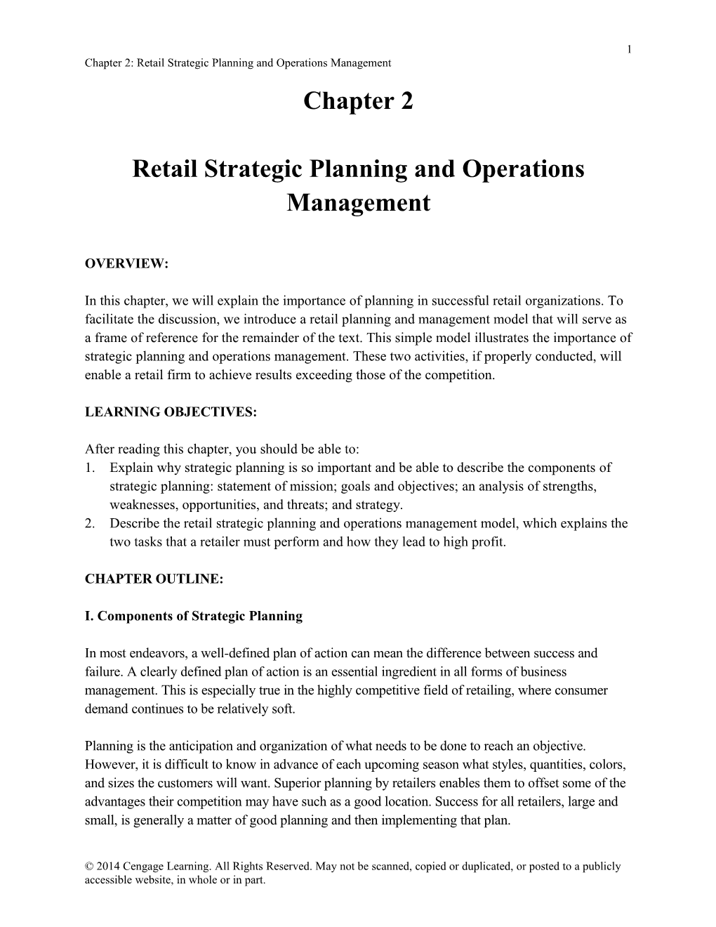 Retail Strategic Planning and Operations Management