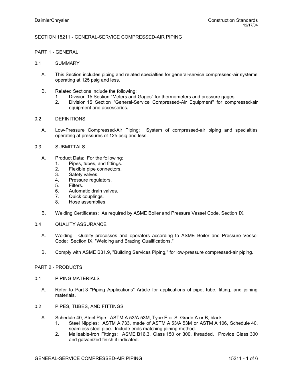 Section 15211 - General-Service Compressed-Air Piping