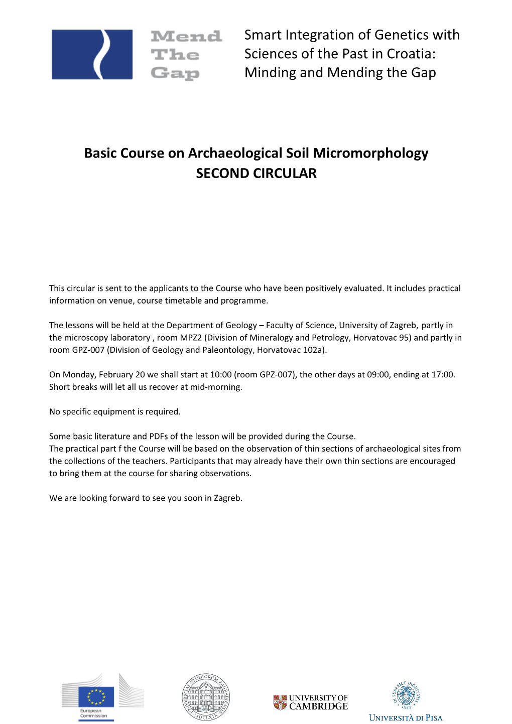 Basic Course on Archaeological Soil Micromorphology