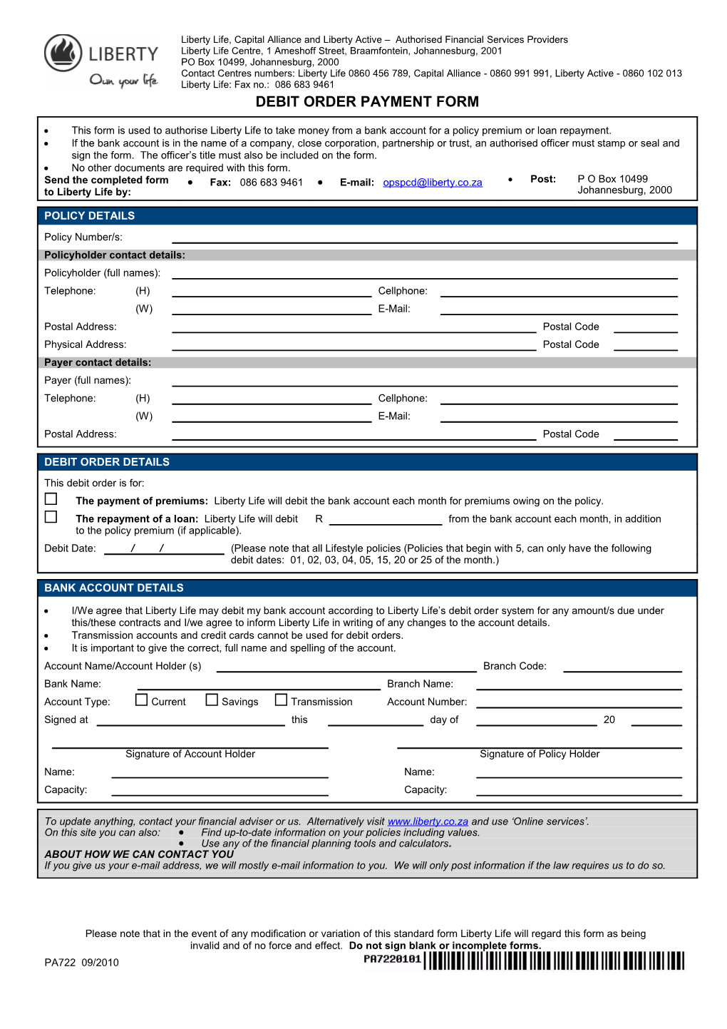 Application for Advance Payment
