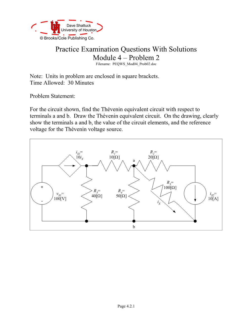 Practice Examination Module 4 Problem 2