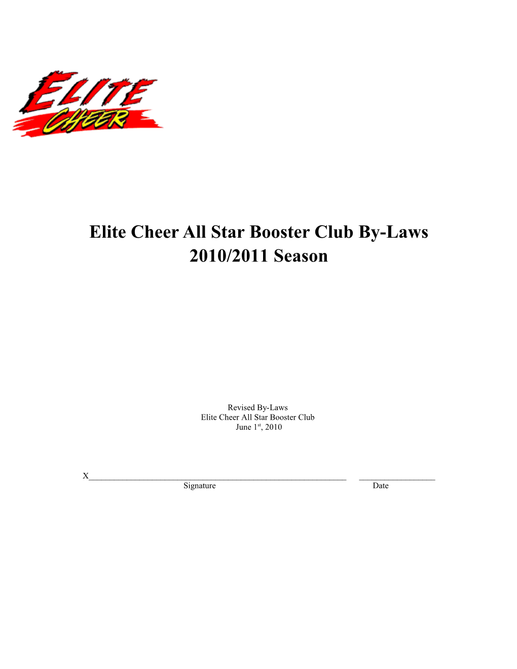 Elite Cheer All Star Booster Club By-Laws