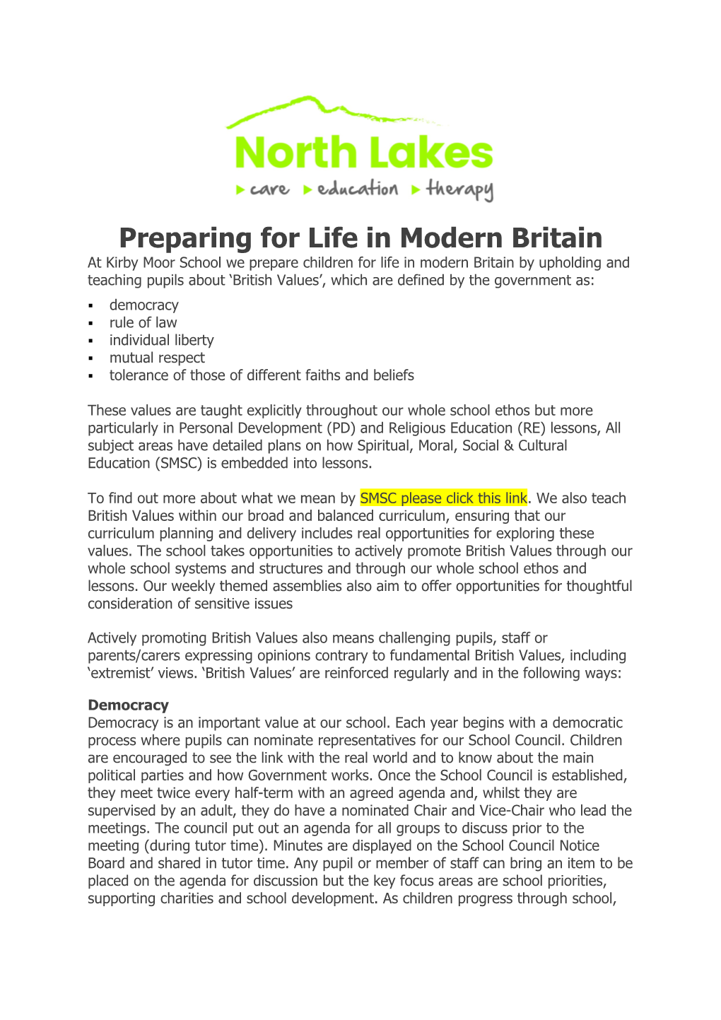 Preparing for Life in Modern Britain