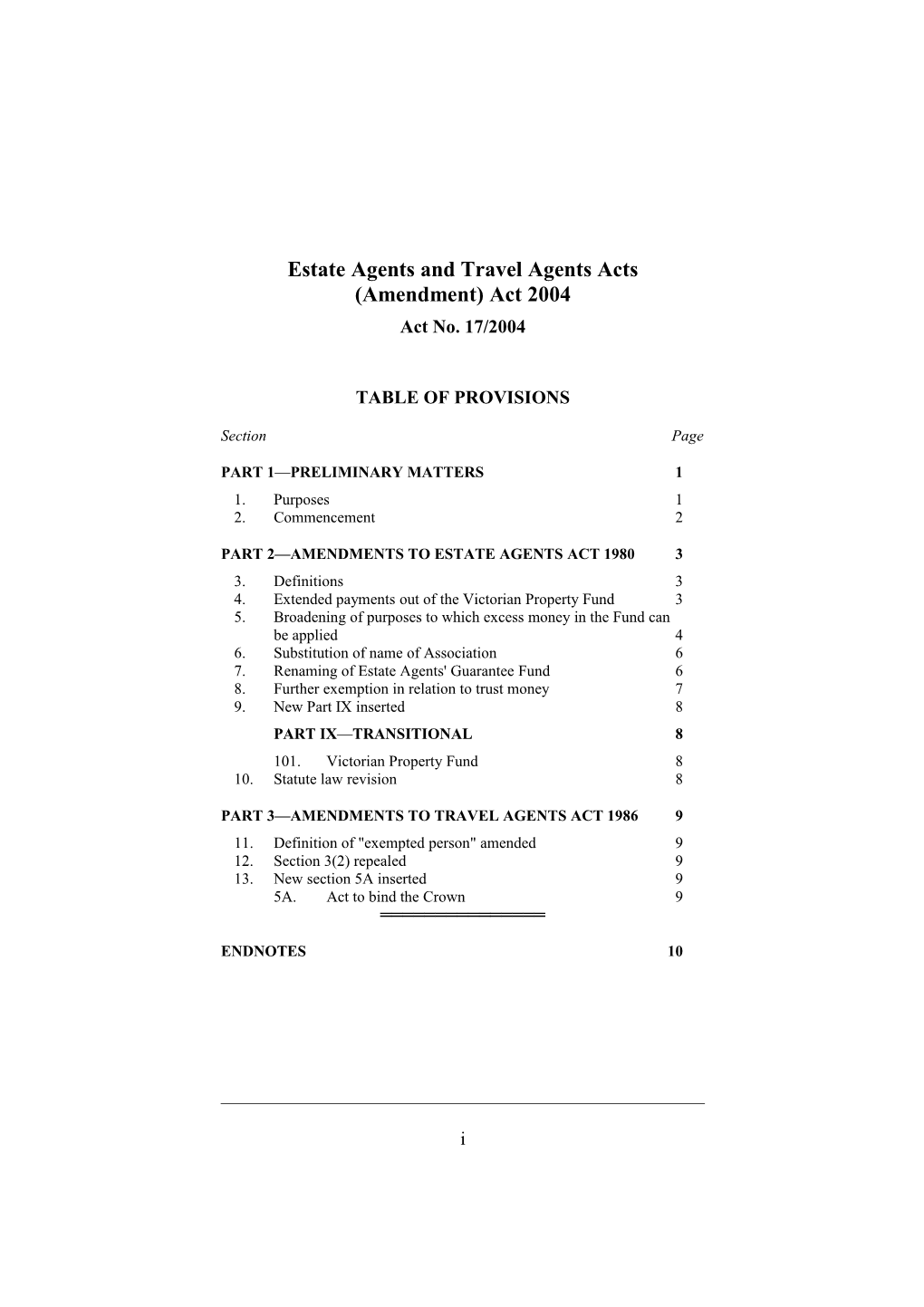 Estate Agents and Travel Agents Acts (Amendment) Act 2004