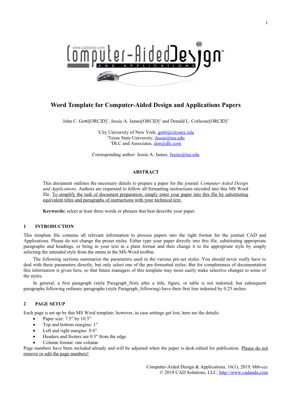 MS Word Template for CAD Conference Papers