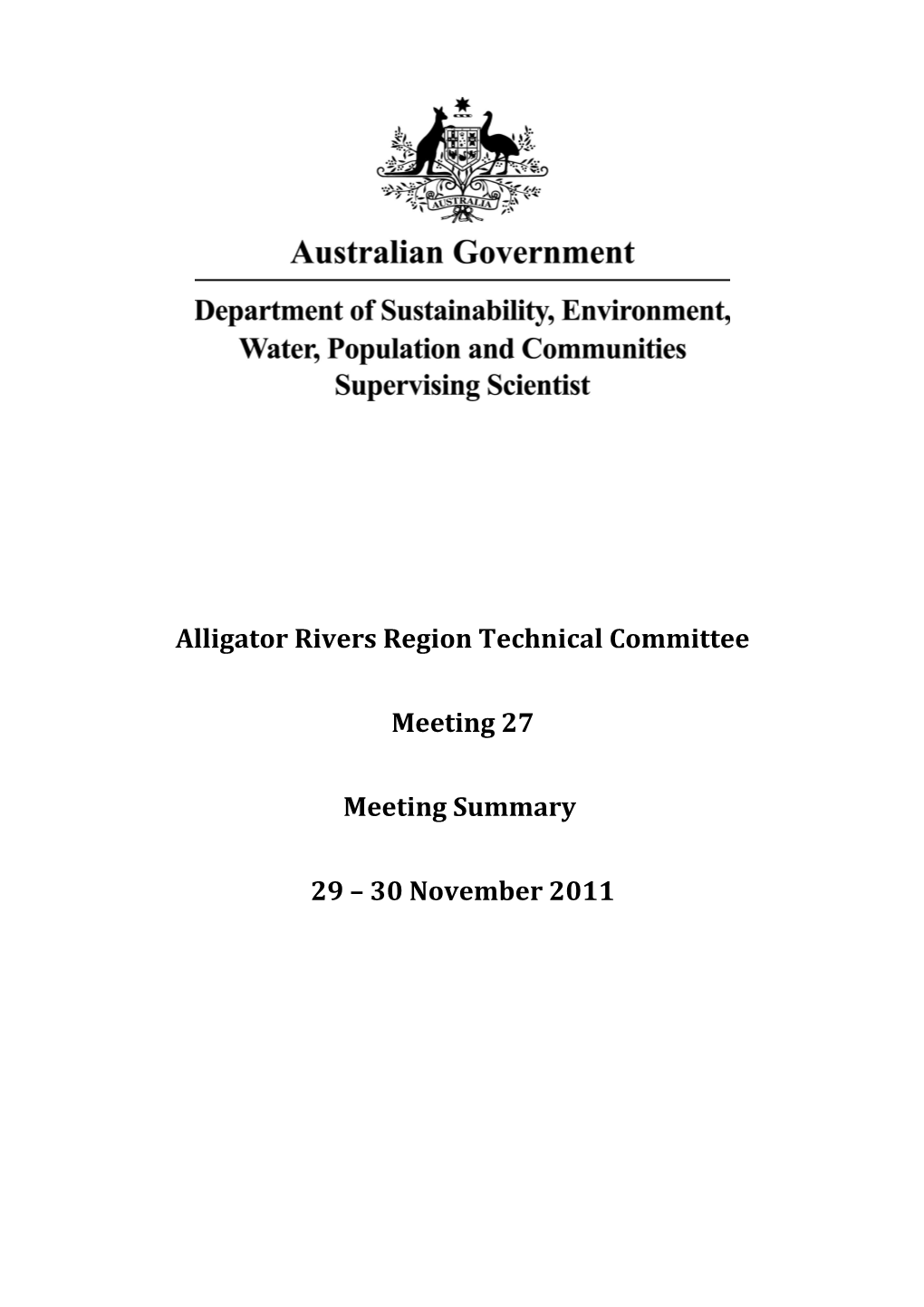 ARRTC - Summary Record of the 27Th Meeting, 29-30 November 2011