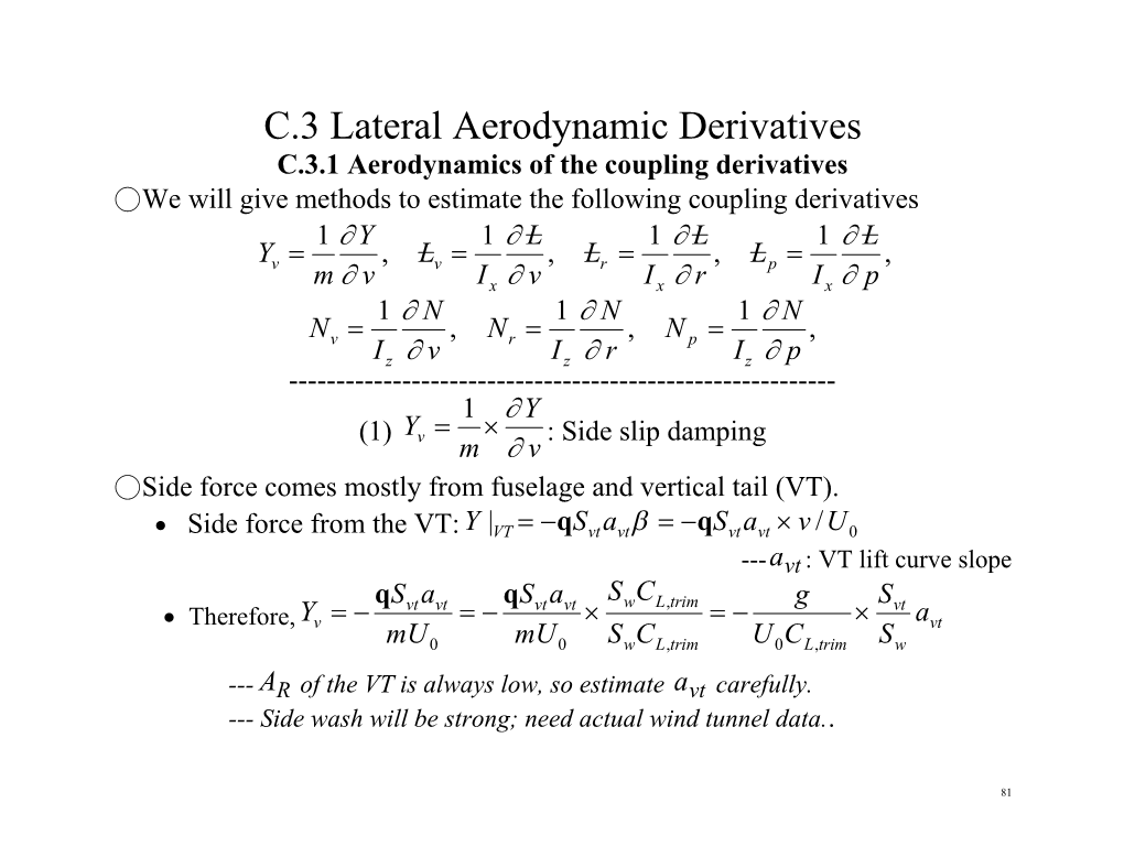 C.3.1 Aerodynamics of the Coupling Derivatives