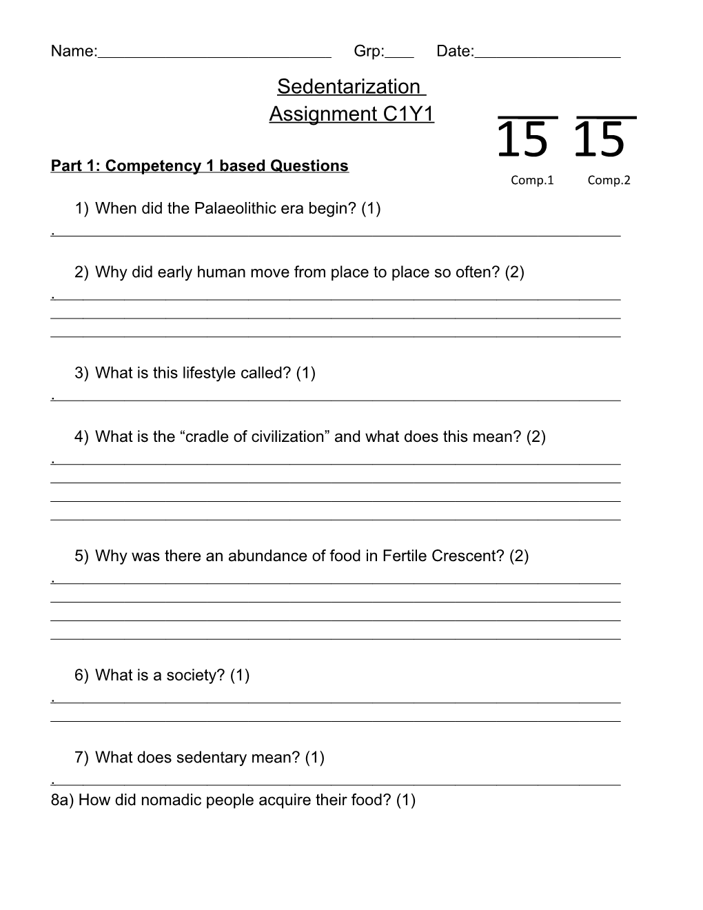 Part 1: Competency 1 Based Questions