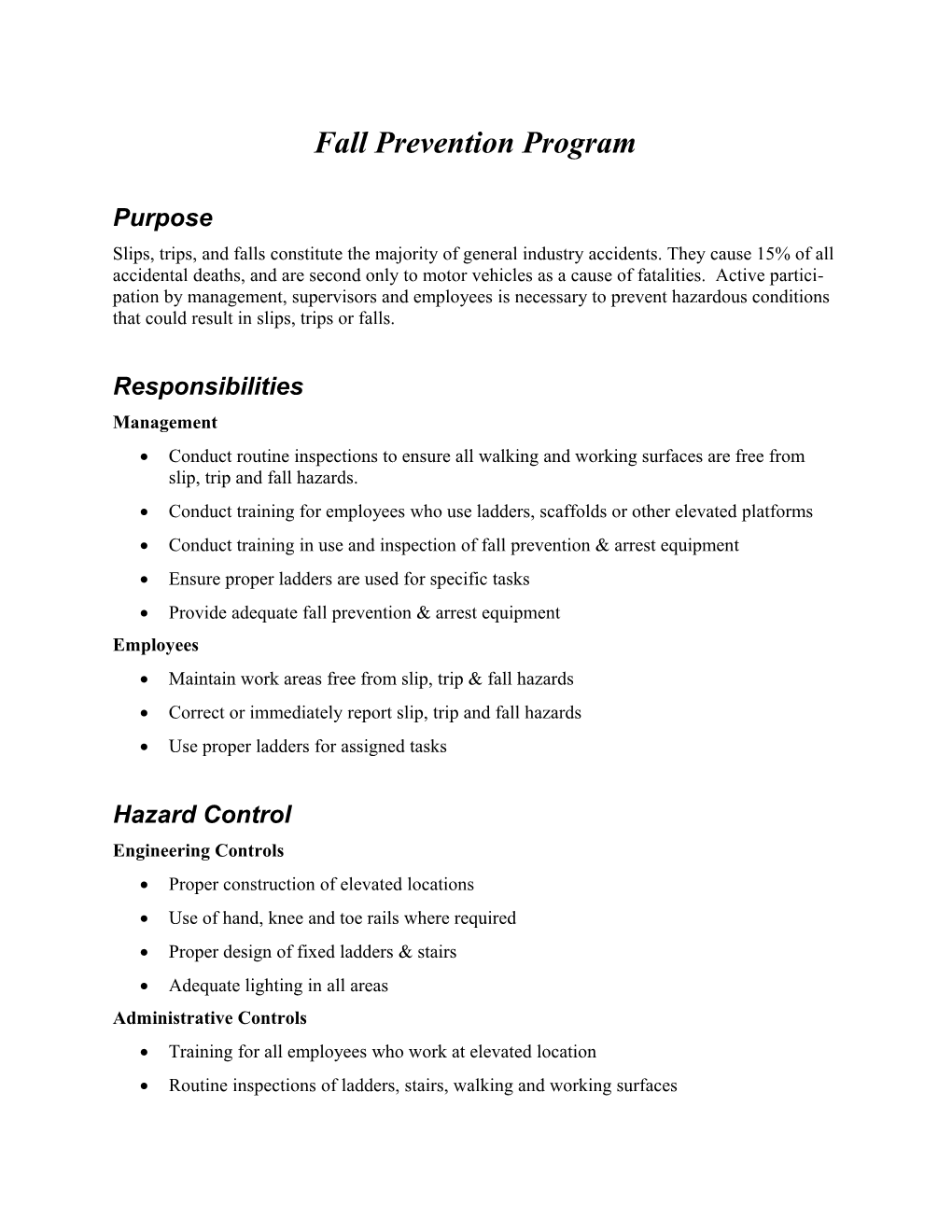 Fall Prevention Program