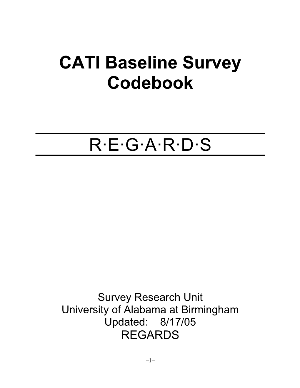 CATI Baseline Survey Codebook