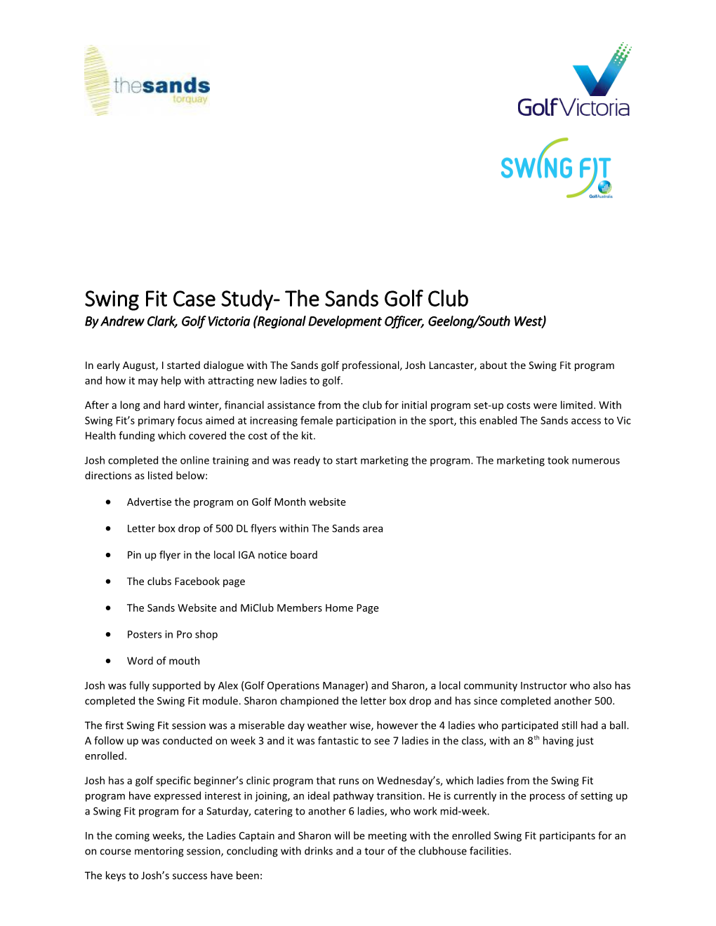 Swing Fit Case Study- the Sands Golf Club