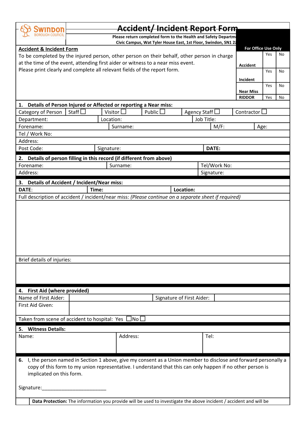 Accident and Incident Form
