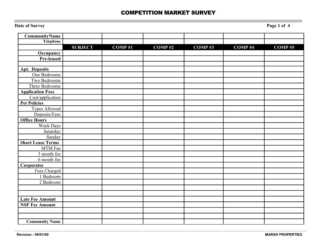 Blank Market Survey Form