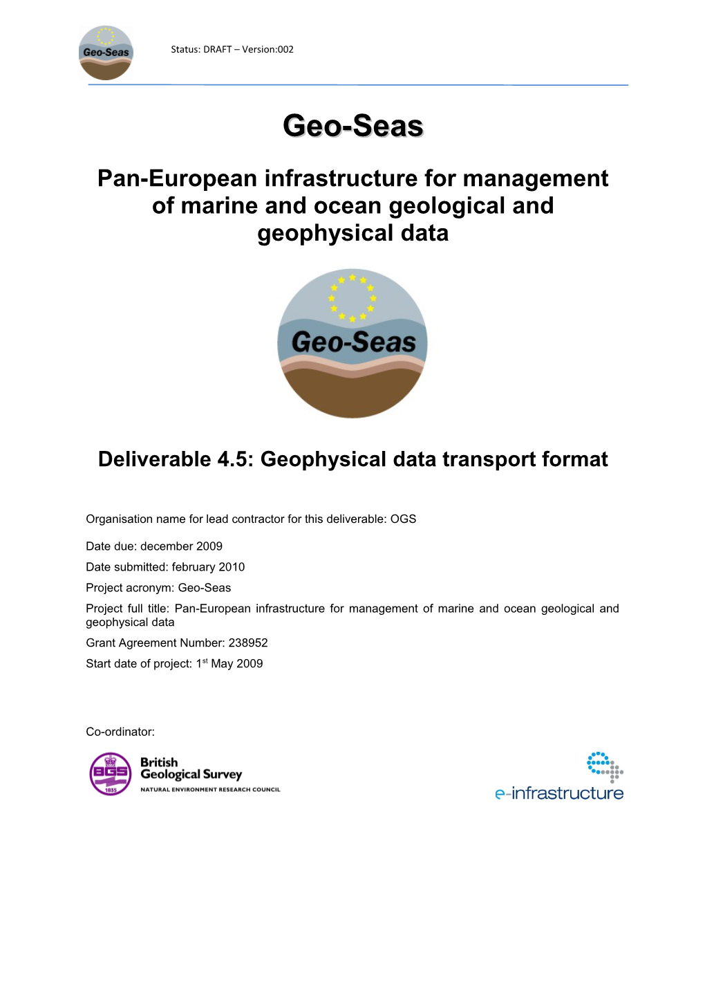 Deliverable 4.5: Geophysical Data Transport Format