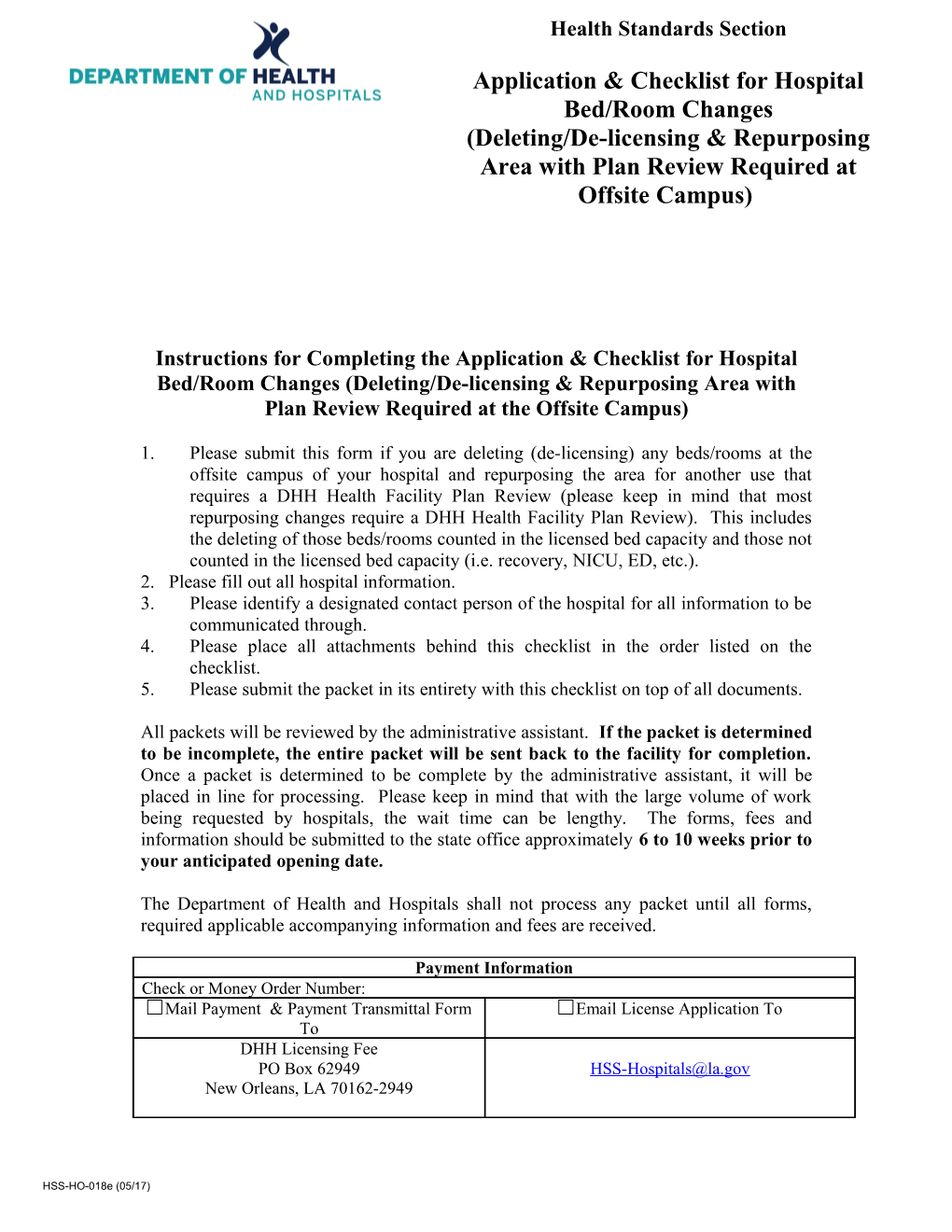 Instructions for Completing the Application & Checklist for Hospital Bed/Room Changes s3