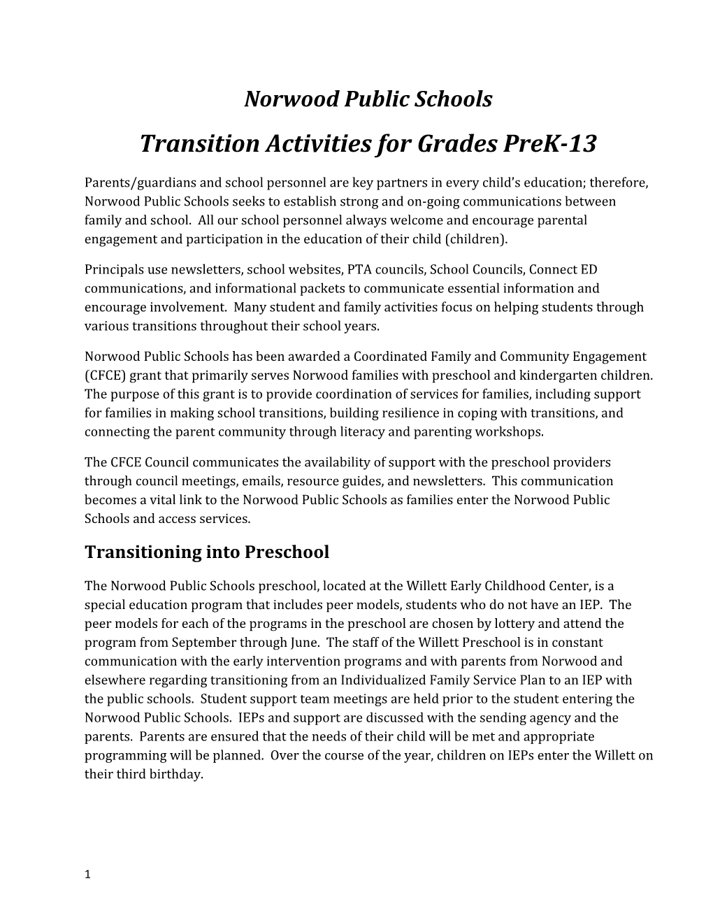 Transition Activities for Grades Prek-13
