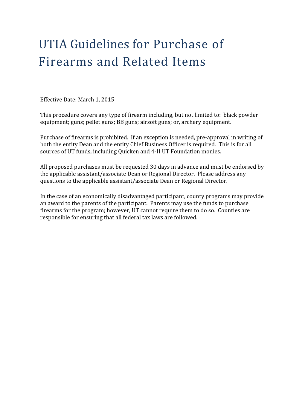 Purchase of Firearms and Related Items