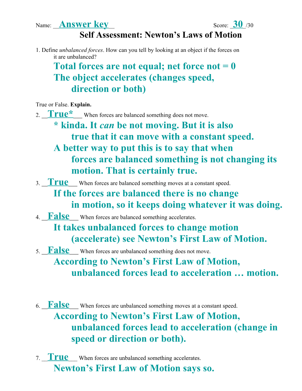 Self Assessment: Newton S Laws of Motion