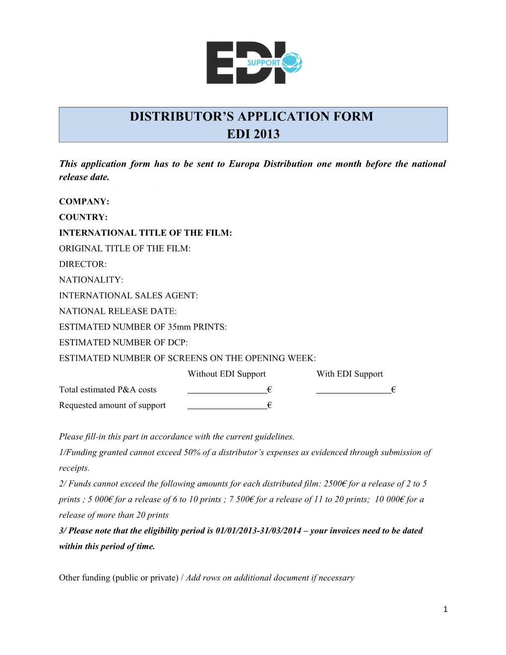 Distributor S Application Form
