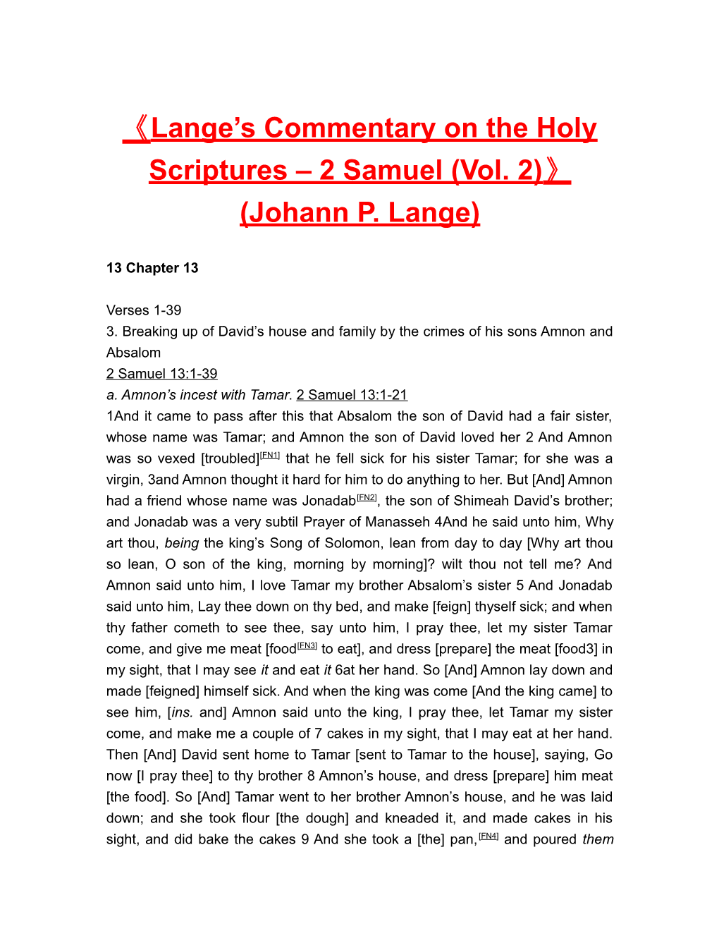 Lange S Commentary on the Holy Scriptures 2 Samuel (Vol. 2) (Johann P. Lange)
