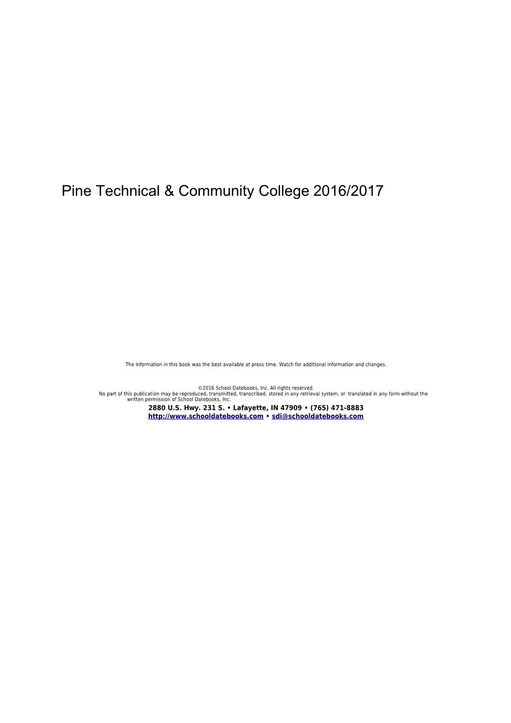 Pine Technical Community College 2016/2017
