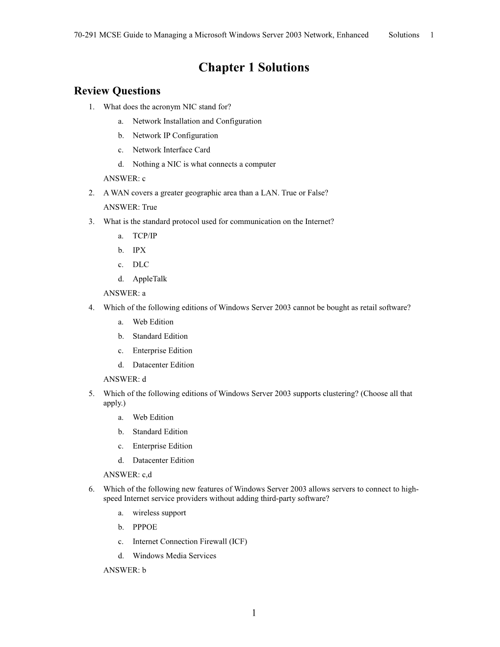 End Of Chapter Solutions Template