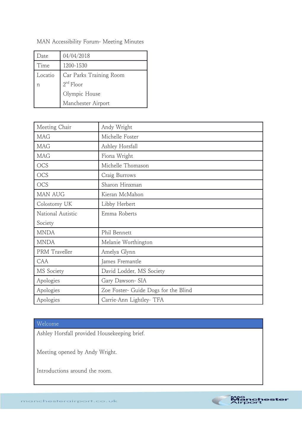 MAN Accessibility Forum- Meeting Minutes