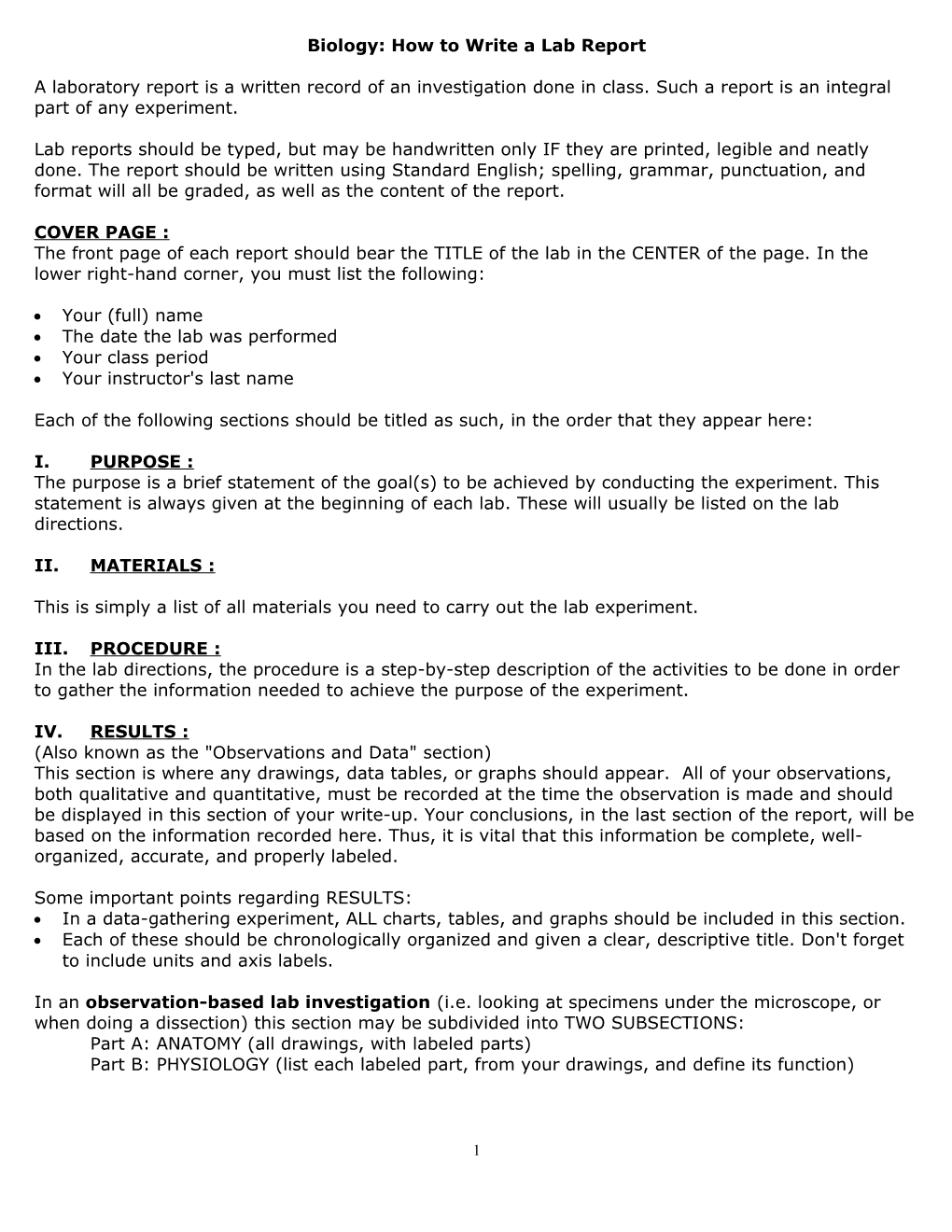 Biology: How to Write a Lab Report