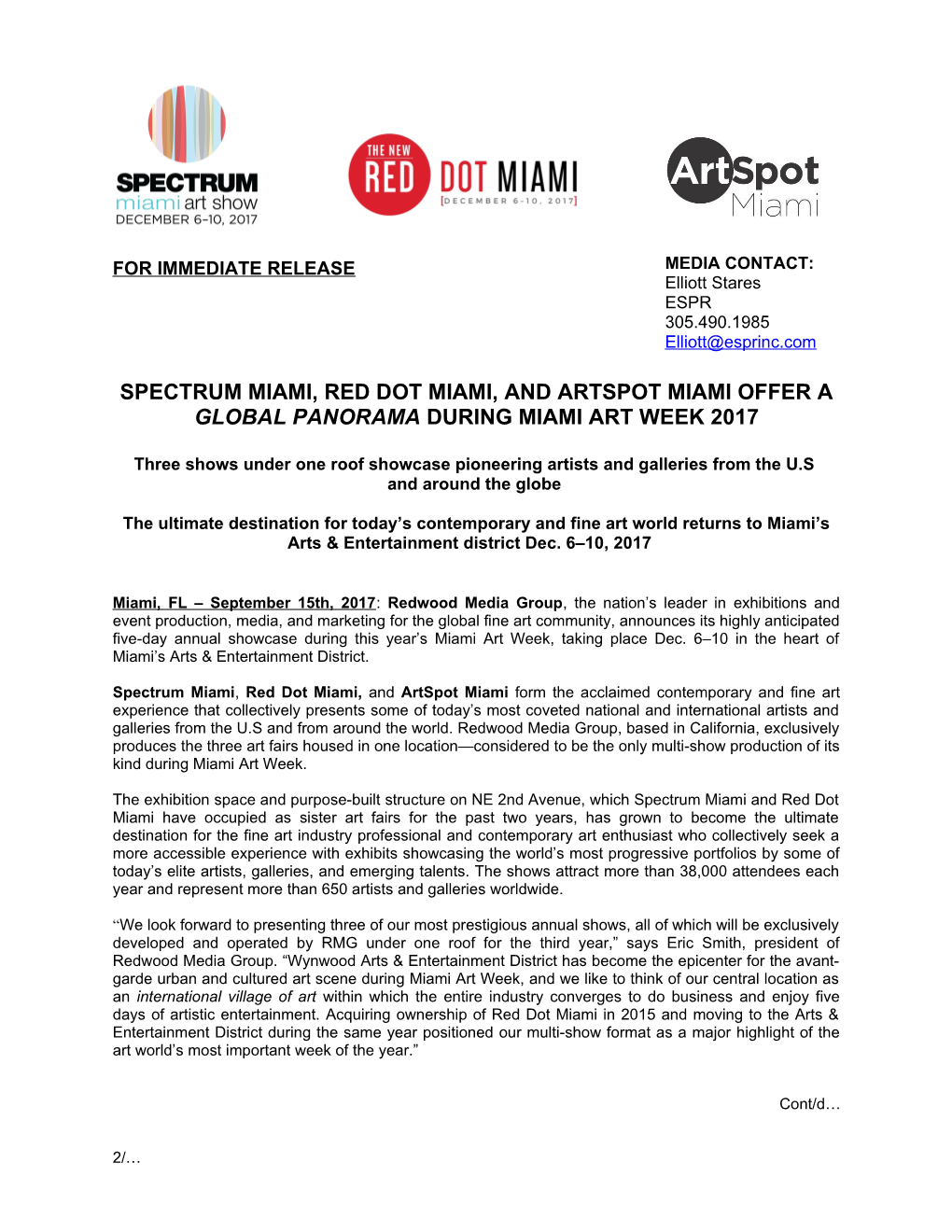 Spectrum Miami, Red Dot Miami and Artspot International Offers a Global Panorama During