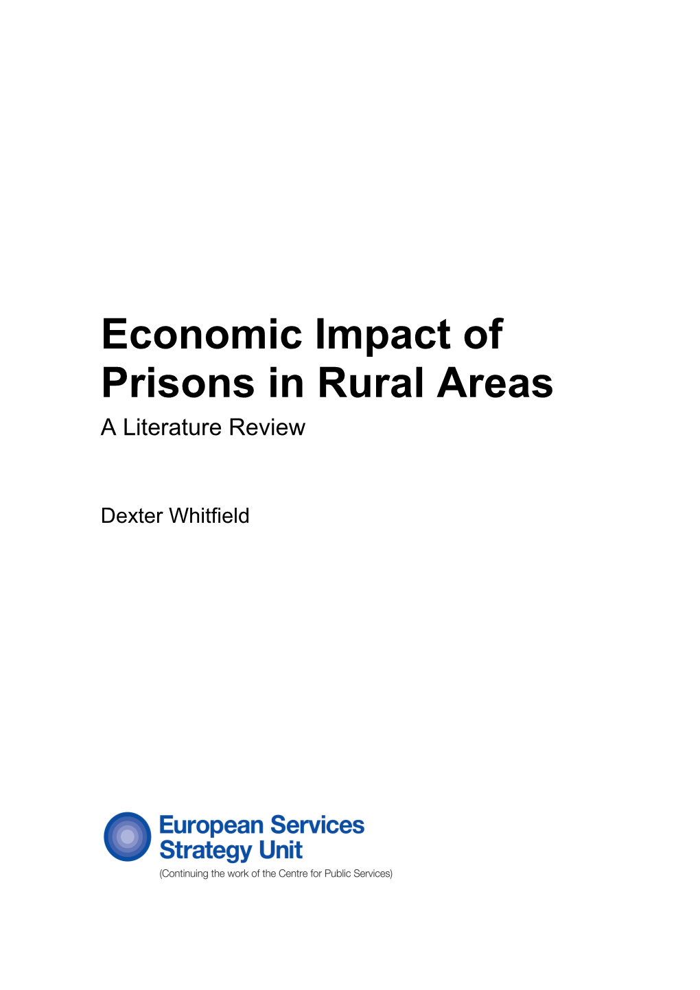 Economic Impact of Prisons in Rural Areas
