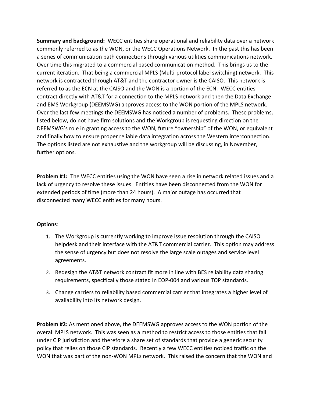 WON Problem Statement