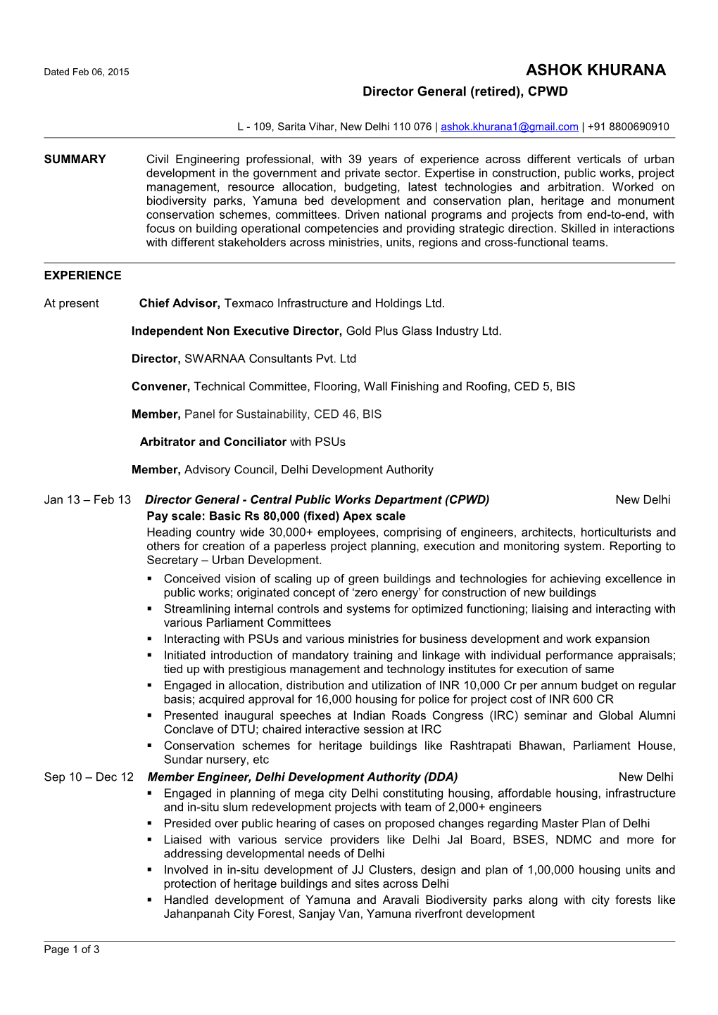 Page 2 of 3 Resume of Ashok Khurana