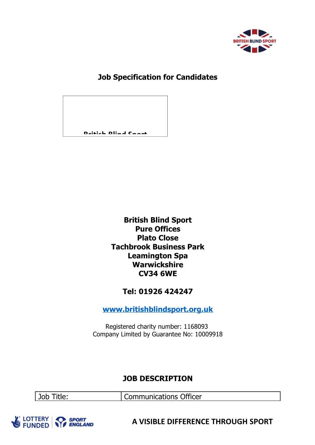 Job Specification for Candidates