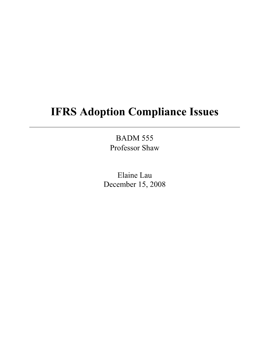 IFRS Adoption Compliance Issues