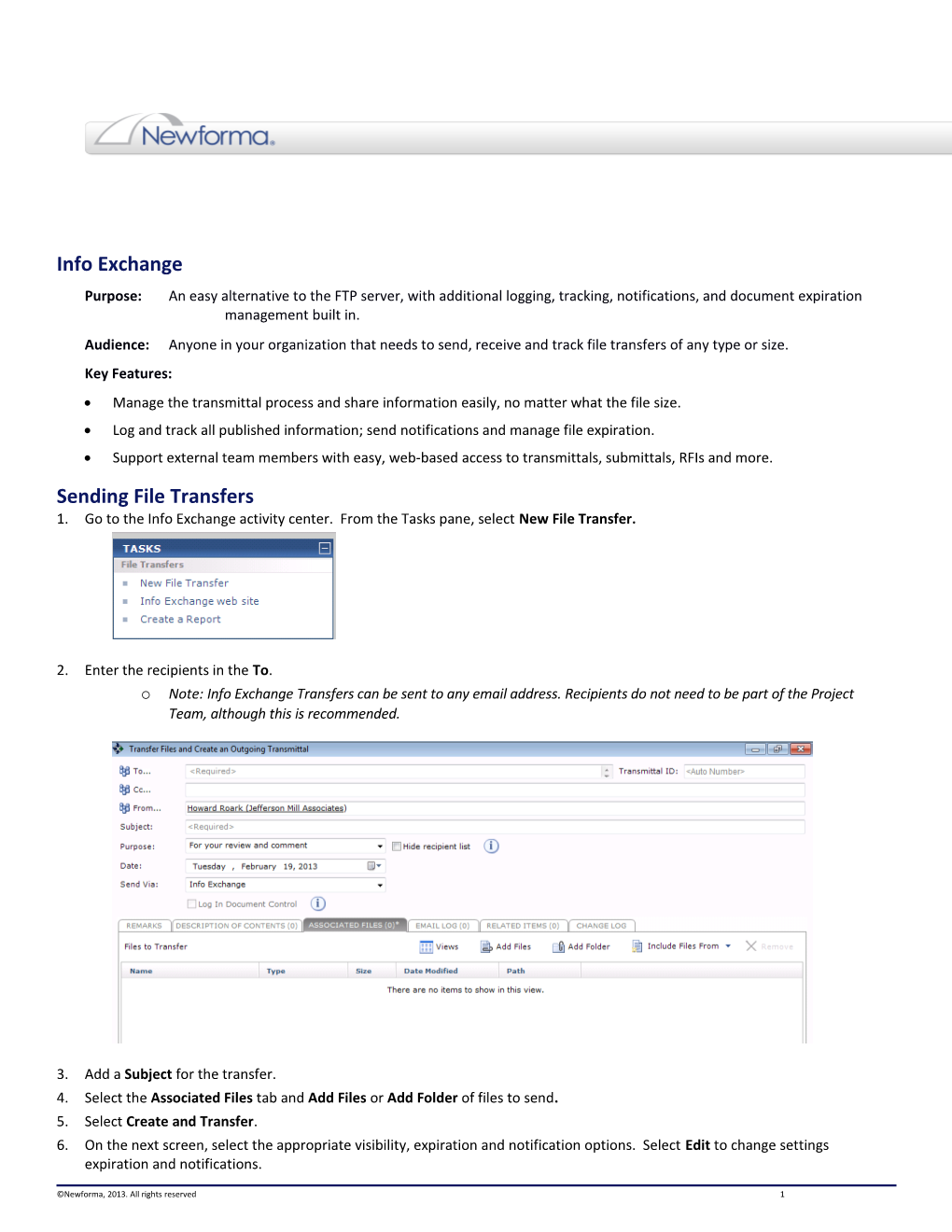 Newforma Info Exchange Quick Reference Guide