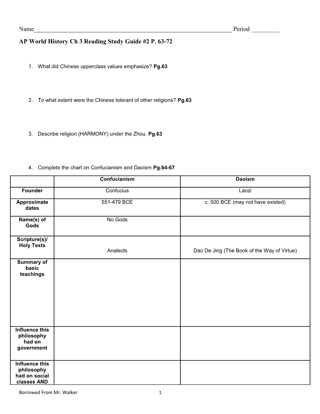 AP World History Ch 3 Reading Study Guide #2 P. 63-72