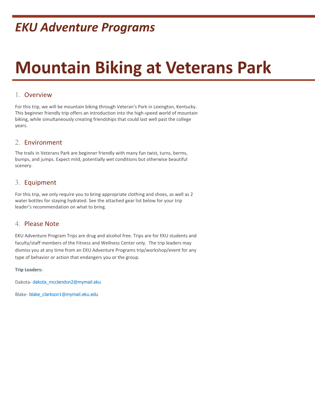 Mountain Biking at Veterans Park